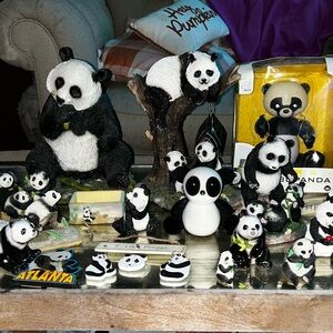 Unique Bargains Panda Figurine Collection - Black and White